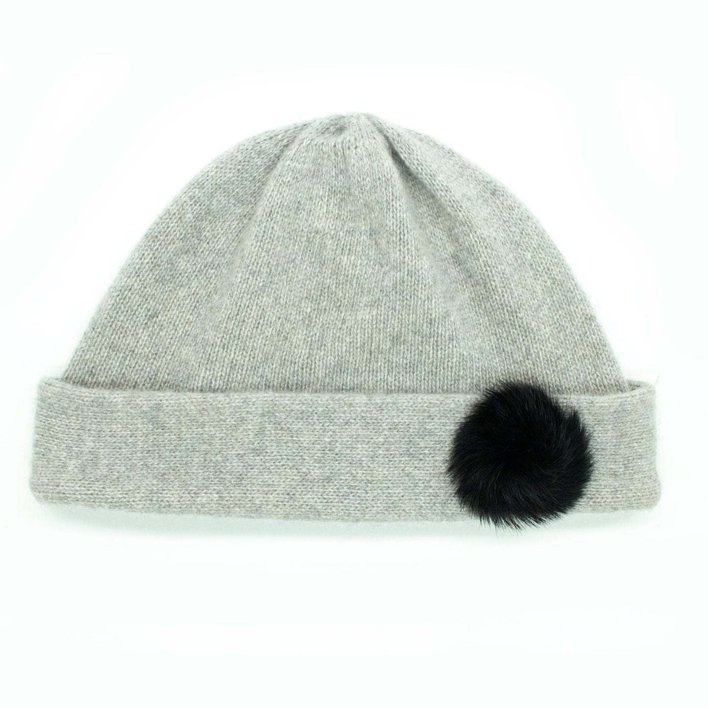 CASHMERE HAT WITH FUR POM