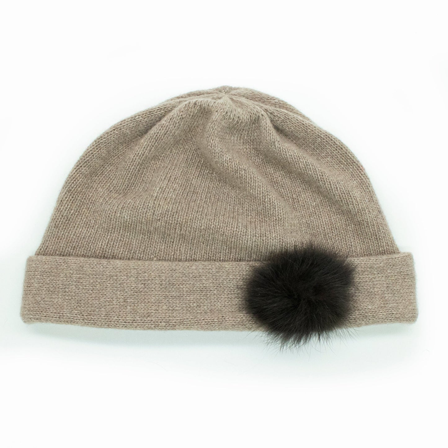 CASHMERE HAT WITH FUR POM