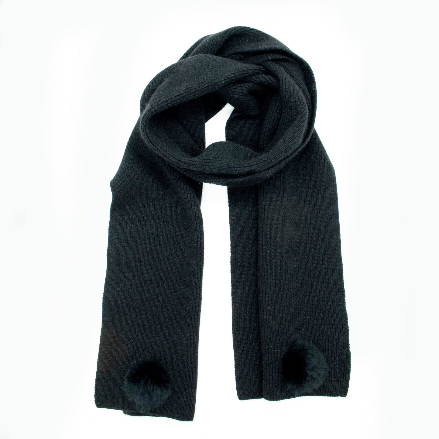 CASHMERE SCARF WITH FUR ROSETTE