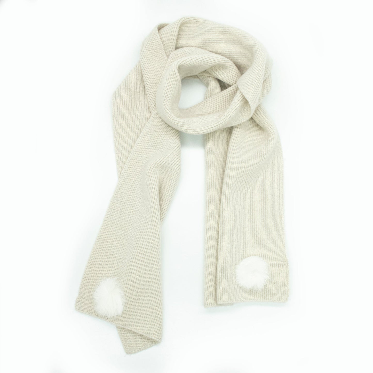 CASHMERE SCARF WITH FUR ROSETTE