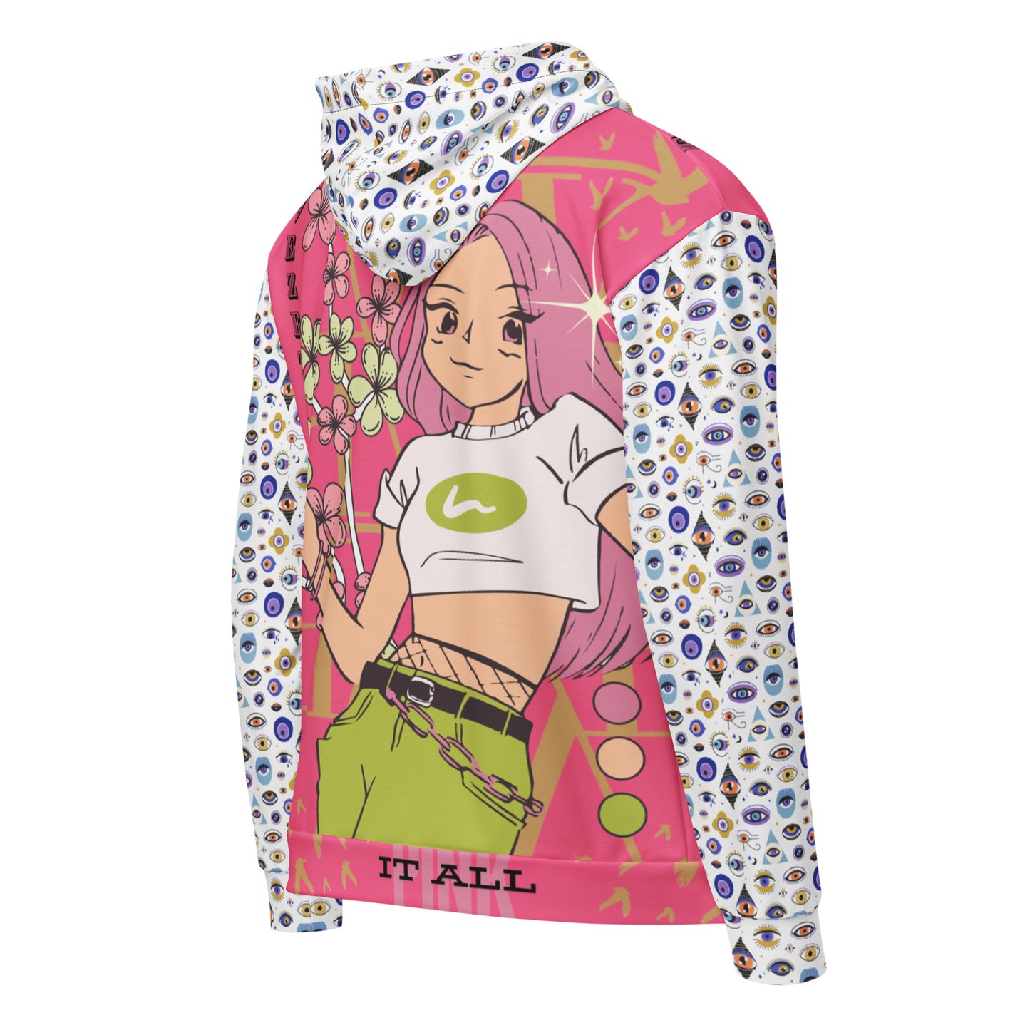 Iconic Greek Evil Eye Aphrodite Pink It All Collection Zip Hoodie