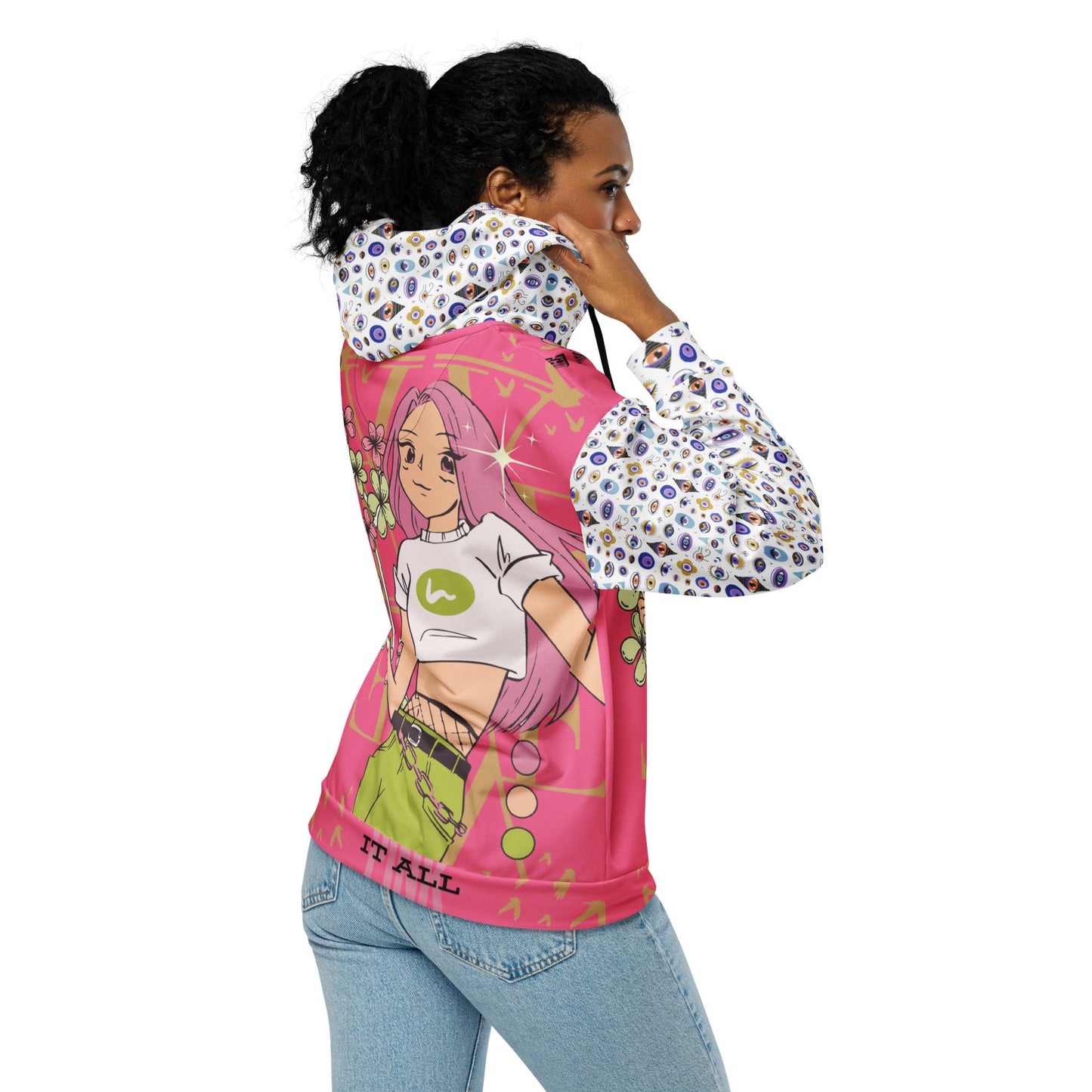 Iconic Greek Evil Eye Aphrodite Pink It All Collection Zip Hoodie