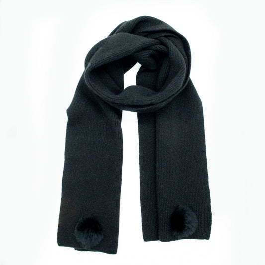 CASHMERE SCARF WITH FUR ROSETTE