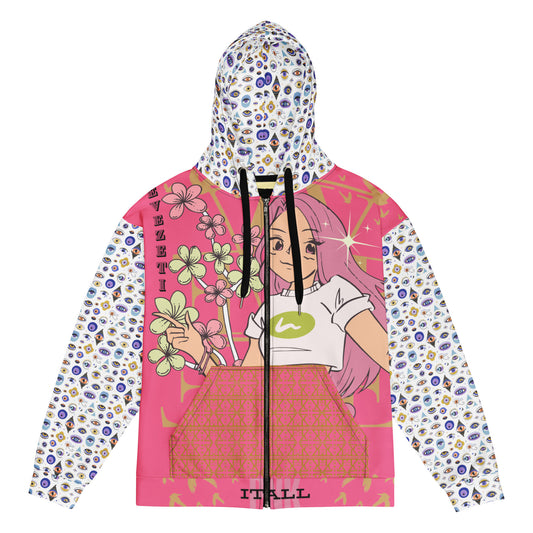 Iconic Greek  Evil Eye Aphrodite Pink It All Collection Zip Hoodie
